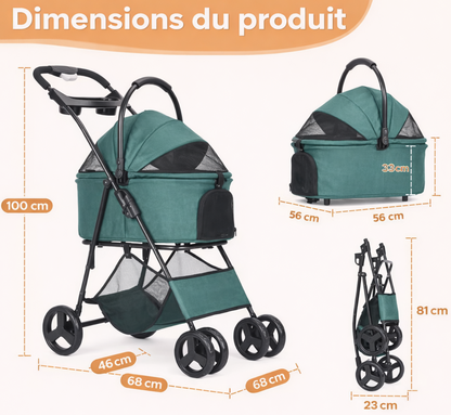 Poussette Premium pour Chien – Confort et Sécurité pour Vos Promenades