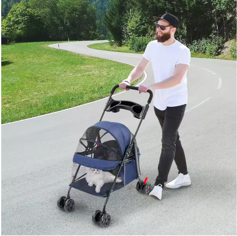 Poussette Pliable pour Chien et Chat – Confort et Sécurité pour Vos Promenades