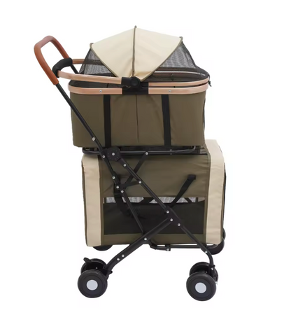 Poussette double  Premium pour Chien et Chat – Chariot de Transport Confortable et Pliable