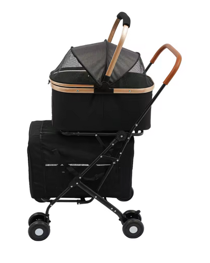 Poussette double  Premium pour Chien et Chat – Chariot de Transport Confortable et Pliable