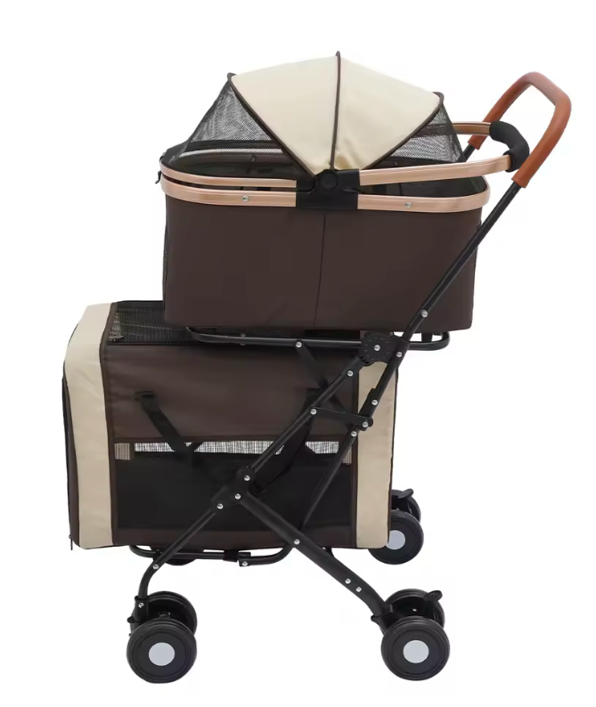 Poussette double  Premium pour Chien et Chat – Chariot de Transport Confortable et Pliable