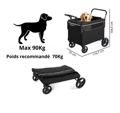Poussette pour Chien Confort – Chariot de Promenade Sécurisé