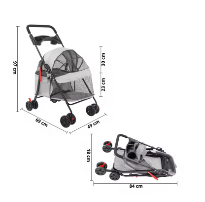 Poussette Pliable pour Chien et Chat – Confort et Sécurité pour Vos Promenades