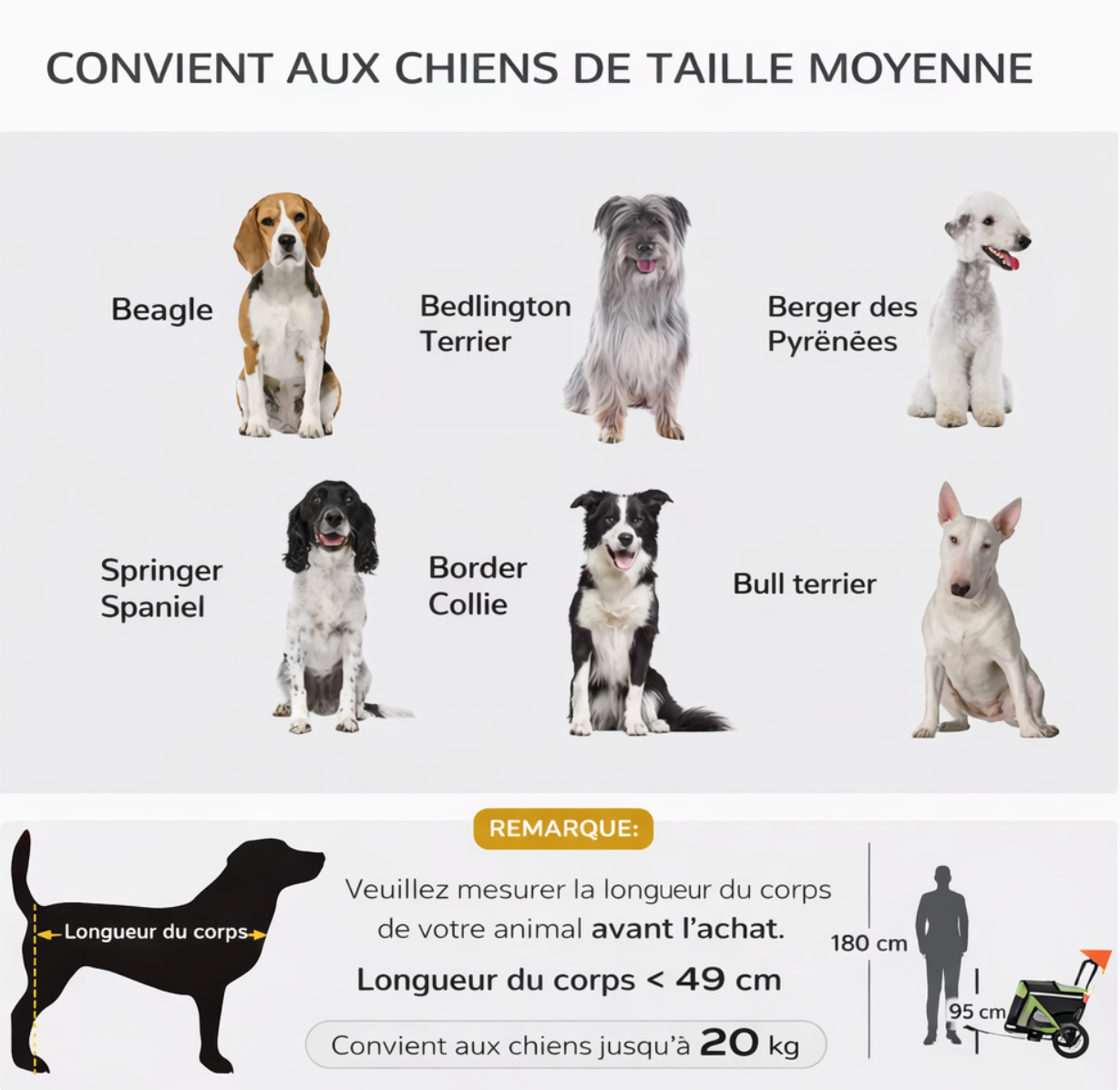 Remorque à vélo  pour animaux 2 en 1