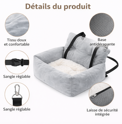 Siège Auto Confort pour Chien – Coussin Surélevé avec Housse Lavable
