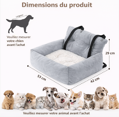 Siège Auto Confort pour Chien – Coussin Surélevé avec Housse Lavable