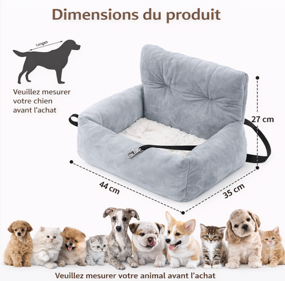 Siège Auto Confort pour Chien – Coussin Surélevé avec Housse Lavable