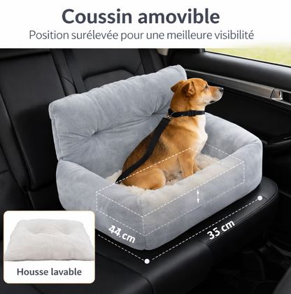 Siège Auto Confort pour Chien – Coussin Surélevé avec Housse Lavable