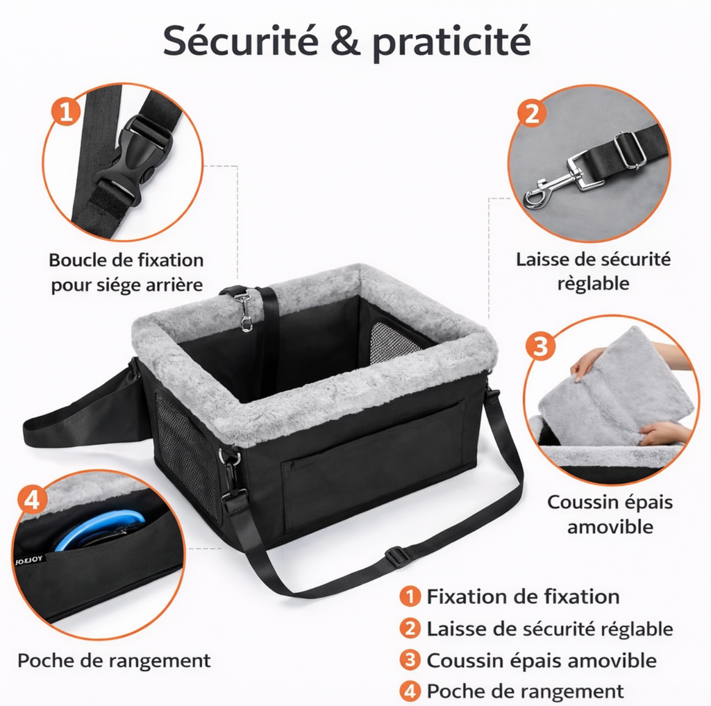 Siège Auto pour Chien – Panier de Voyage Confortable et Sécurisé