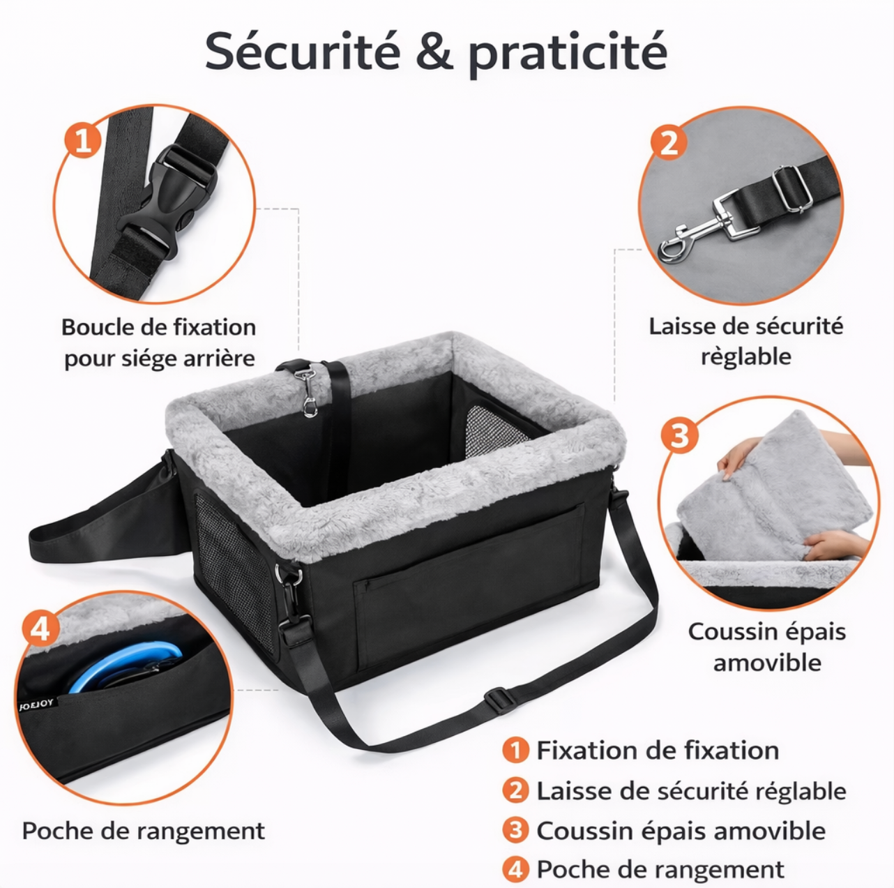 Siège Auto pour Chien – Panier de Voyage Confortable et Sécurisé