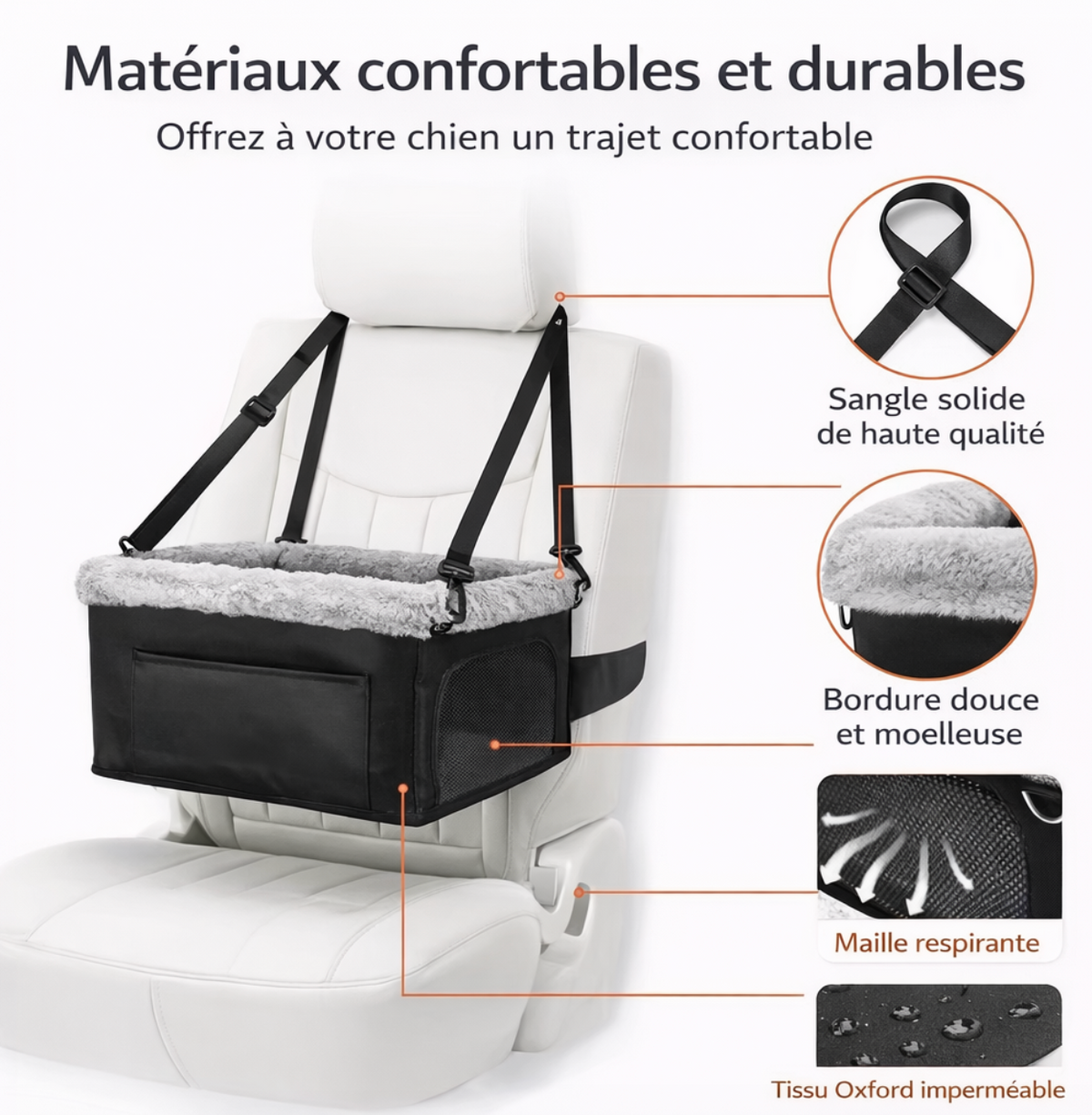 Siège Auto pour Chien – Panier de Voyage Confortable et Sécurisé