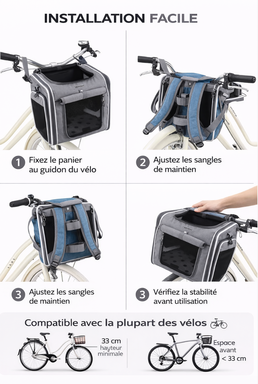 Panier Vélo pour Petit Chien – Sac de Transport Résistant