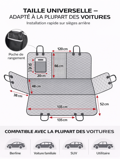 Housse de Protection pour Siège Arrière de Voiture – Protection Anti-Poils et Imperméable pour Chien