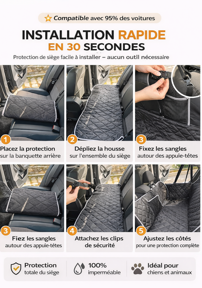 Housse de Protection pour Siège Arrière de Voiture – Protection Anti-Poils et Imperméable pour Chien
