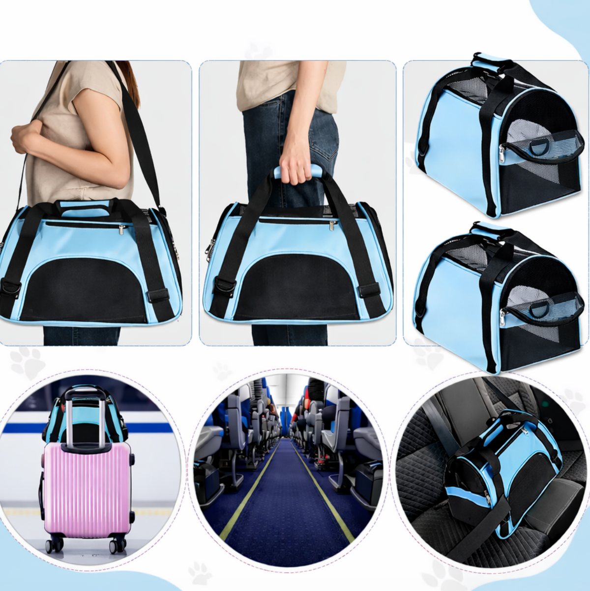 Sac de Transport Pliable pour Chat et Petit Chien – Sac Respirant et Confortable pour Voyage