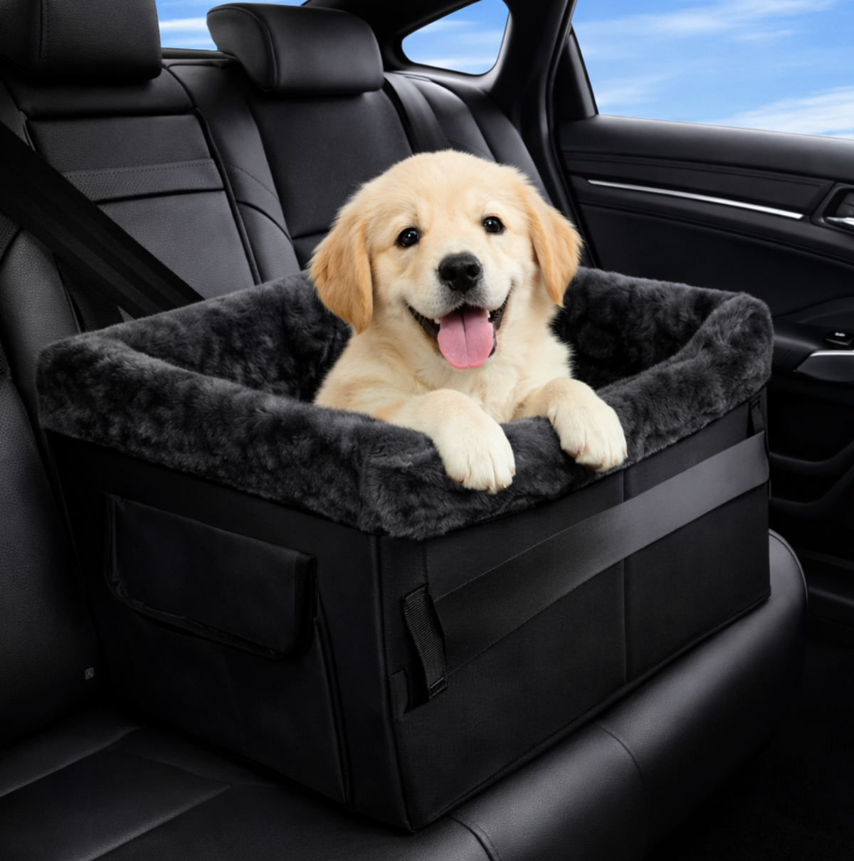 Siège Auto Confort pour Chien – Panier de Voiture Sécurisé et Douillet pour Animaux