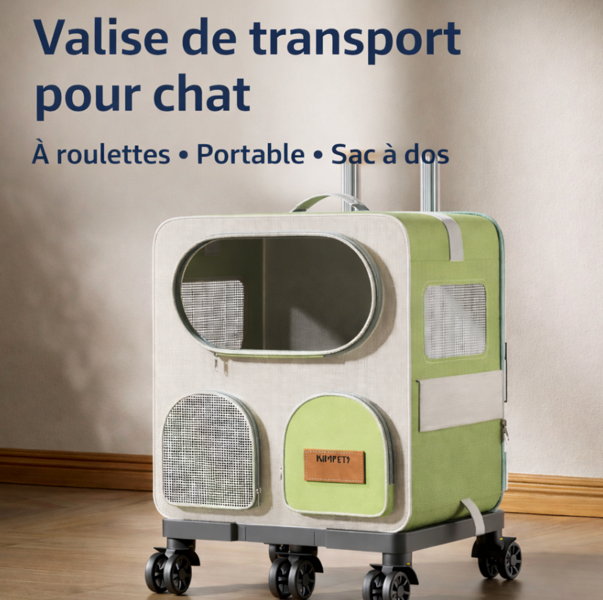 Valise de Transport à Roulettes pour Chat et Petit Chien – Sac de Voyage Pliable avec Poignée Télescopique